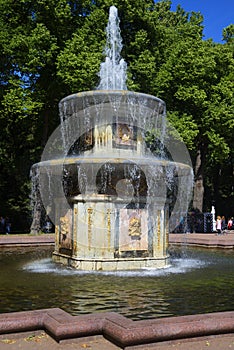 Roman fountain closeup of a sunny day in july. Peterhof