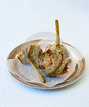 Roman fried artichokes Jewish style photo