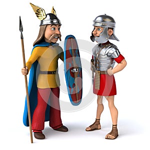 Roman and Gaul - 3D Illustration photo