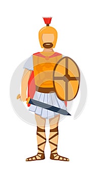 Roman gladiator soldier troop armed forces man vector illustration.