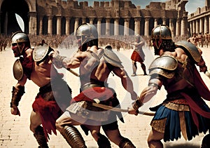 Roman Gladiators, Generative AI Illustration