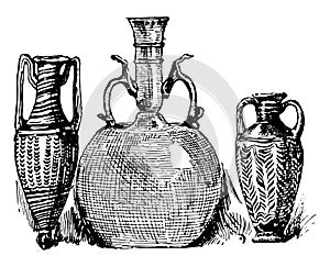 Roman Glass is a Specimens of Ancient, vintage engraving