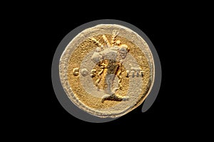 Roman gold aureus coin reverse of Roman Emperor Domitian