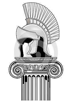 Roman helmet, column