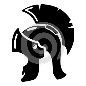 Roman helmet icon, simple black style