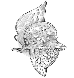 Roman helmet. Zentangle stylized.