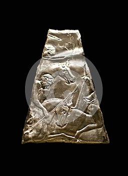 Roman horsemen in silver plat