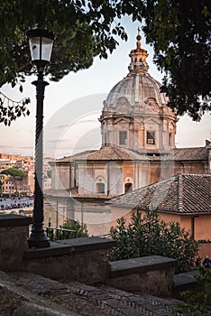 Roman landscape in the ancien Rome at sunset photo