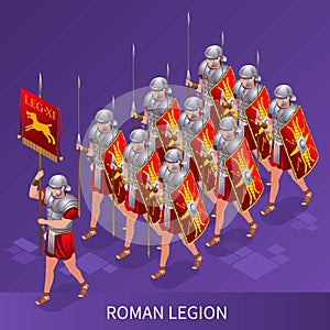 Roman Legion Ancient Rome illustration isometric icons on isolated background