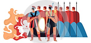 Roman legion, warriors with spears and shields