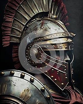 Roman Legionary in Helmet Historical Art Poster
