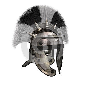 Roman legionary helmet on an isolated white background. 3d illustration