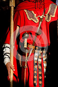 Roman legionary at a historical reenactment event. Festa dos Povos. Chaves, north of Portugal