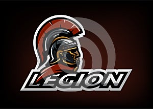 Roman Legionnaire logo on a dark background. photo