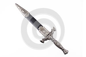 Roman military dagger on white background