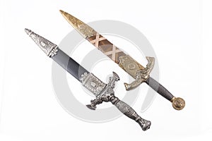 Roman military daggers on white background