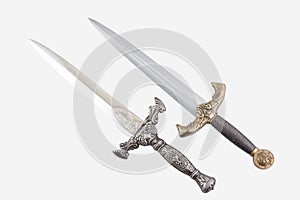 Roman military daggers on white background