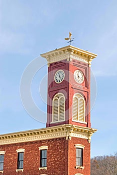 Roman numeral clock tower building