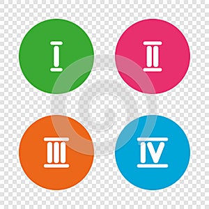 Roman numeral icons. Number one, two, three.