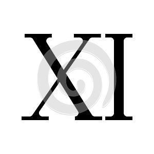 Roman numeral number 11 icon sign