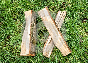 Roman numeral. Roman numerals made from oak. Old wood numbers. Old roman antique alphabet number on green grass background. Number