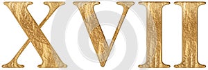Roman numeral XVII, septendecim, 17, seventeen, isolated on white background, 3d render photo