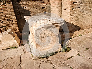 Roman Odeum Of Nicopolis old column part, Greece