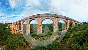 Roman pedestrian bridge Pont del Diable - Devil - in Tarragona, Spain