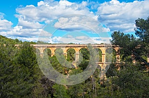 Roman pedestrian bridge Pont del Diable - Devil - in Tarragona, Spain