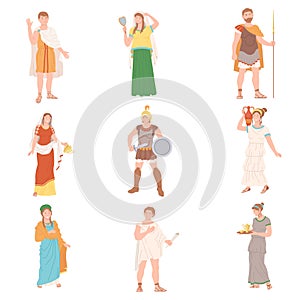Roman People Characters as Cultural Ethnicity from Classical Antiquity Vector Set photo
