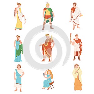 Roman People Characters as Cultural Ethnicity from Classical Antiquity Vector Set photo