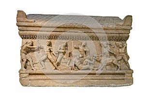 Roman period marble attic sarcophagus found in Peloponnese, Greece photo
