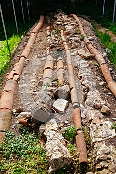 Roman plumbing excavation in Gonio fortress