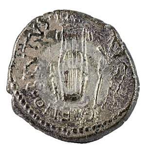 Roman Republic Coin. Ancient Roman silver denarius of the family Junia. Reverse.