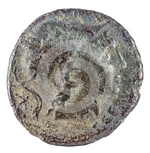 Roman Republic Coin. Ancient Roman silver denarius of the family Lutetia.