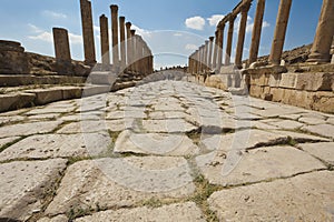 Roman road in Jerash, Jordan photo