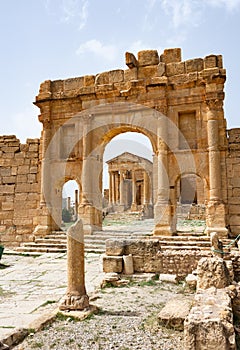 Arch of Antoninus Pius in Roman ancient city Sufetula in Sbeitla, Tunisia photo