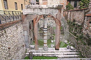 Roman ruins of Brescia in Italy photo