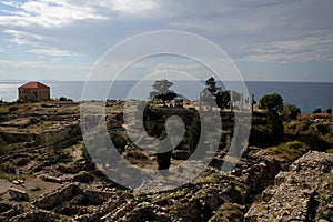 Roman ruins of Byblos, Mediterranean coast, Lebanon