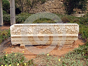 Roman ruins in Caesarea Maritima or Caesarea National Park in Israel