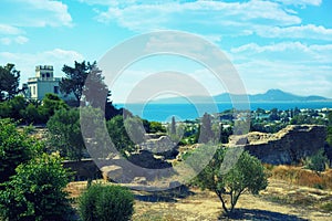 Roman ruins and Carthaginian houses of the Punic wars. Archaeological excavations on the hill Byrsa in ancient Carthage