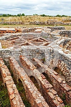 Roman ruins of Conimbriga. Hypocaust structure used to heat the Baths water of the Cantaber Domus House