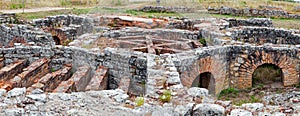 Roman ruins of Conimbriga. Hypocaust structure used to heat the Baths water of the Cantaber Domus House photo