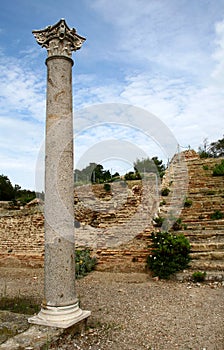 Roman ruins with corinthian column