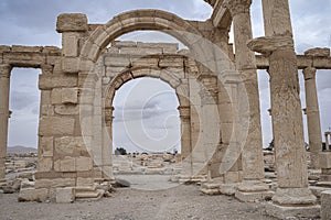 Roman ruins in the desert oasis of Palmyra, Syria.