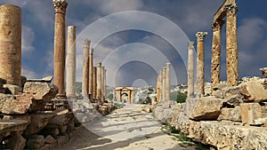 Roman ruins in the Jordanian city of Jerash Gerasa of Antiquity, capital and largest city of Jerash Governorate, Jordan