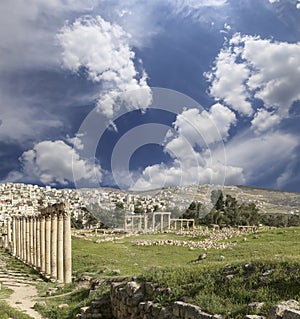 Roman ruins in the Jordanian city of Jerash (Gerasa of Antiquity), Jordan