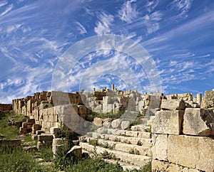 Roman ruins in the Jordanian city of Jerash (Gerasa of Antiquity), Jordan