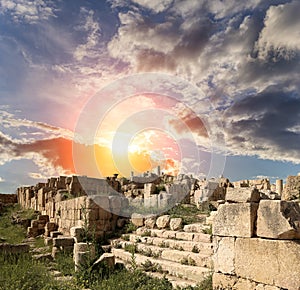 Roman ruins in the Jordanian city of Jerash (Gerasa of Antiquity), Jordan