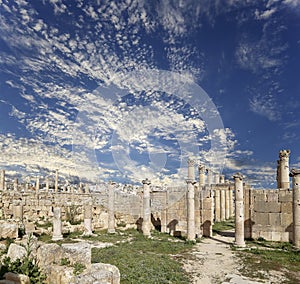 Roman ruins in the Jordanian city of Jerash (Gerasa of Antiquity), Jordan